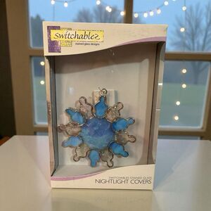 Switchables Stained Glass Night Light Cover Snow Flake Vintage 2005 Winter EUC